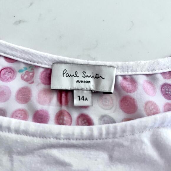 Paul Smith Jr girls white multi sleeveless colorblock summer t-shirt size 14 - Picture 6 of 8